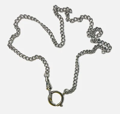 Pocket Watch Chain Necklace. Charm Holder Necklace. Silver tone. Choose Length. - Image 1 of 4