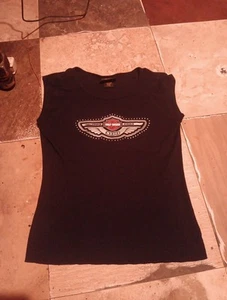 Vintage Y2k Harley Davidson Women's Tank XL Black 2003 - Picture 1 of 4