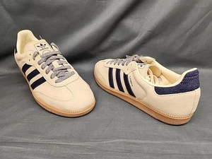 Adidas Samba OG J Sneakers Leather Beige Indigo Gold Boys Size 7 NEW NO BOX! - Picture 1 of 13