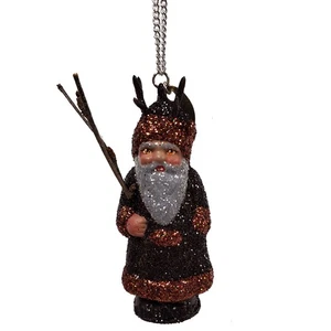 Ino Schaller Brillo Krampus con Palos Papel Maché Alemán Adorno de Navidad - Imagen 1 de 2