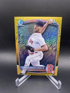 2025 Bowman Chrome David Sandlin 1st Gold Shimmer Refractor Boston Red Sox - Picture 1 of 5