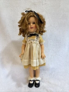 Vintage 1950s SHIRLEY TEMPLE 17" Doll ST-17-1 Ideal Gold Dress Black Ribbon - Picture 1 of 12