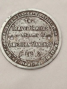VINTAGE SHASTA TRAVEL TRAILER CHROME BADGE "American Standard" OEM 3" - Picture 1 of 5