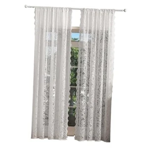 Lace Sheer Curtains for Bedroom - Sheer Lace 42"W x 63"L (Pack of 2) White - Picture 1 of 8