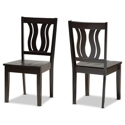 Juego de 2 sillas de comedor modernas de madera marrón oscuro Baxton Studio Fenton Foto 1 de 3