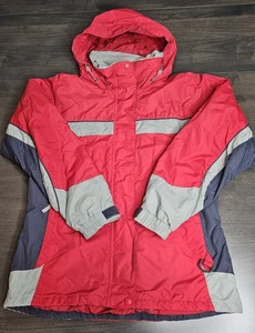 Women’s Columbia Coat With Hood Jacket Red  Windbreaker Size Medium M - Picture 1 of 10