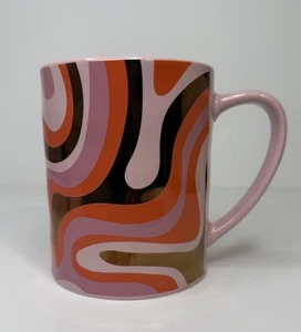 Sheffield Home Mug Pink Gold Salmon 70s Style Modern Swirl Retro Gift Cup - Picture 1 of 9
