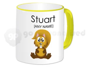 Personalised Squirrel Design mug - Yellow Handle - Picture 1 of 1