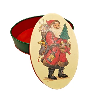 1991 Weihnachten Santa Blech Potpourri Presse Oval Feiertage Alte Welt 5,5 x 3,5 Vintage - Bild 1 von 24