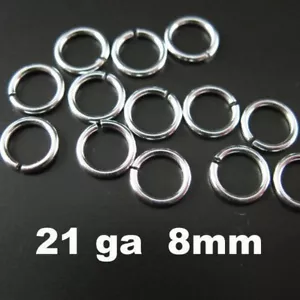 Massive Sterling Silber offene Biegeringe 21 Stärke 8 mm (20 Stück) 925 Italien - Bild 1 von 3