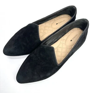 Birdies Garza Gamuza Terciopelo Superior Sin Cordones Puntera Almendra Mocasín Plano Negro Talla 9 - Imagen 1 de 9