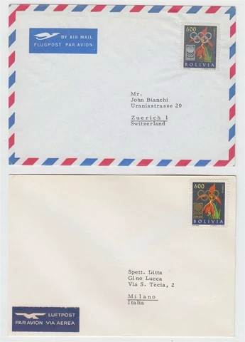 BOLIVIA 1963 TOKYO OLYMPICS Sc 461 UNLISTED OLYMPICS GAMES OVERPRINTS 2 COVERS Cover