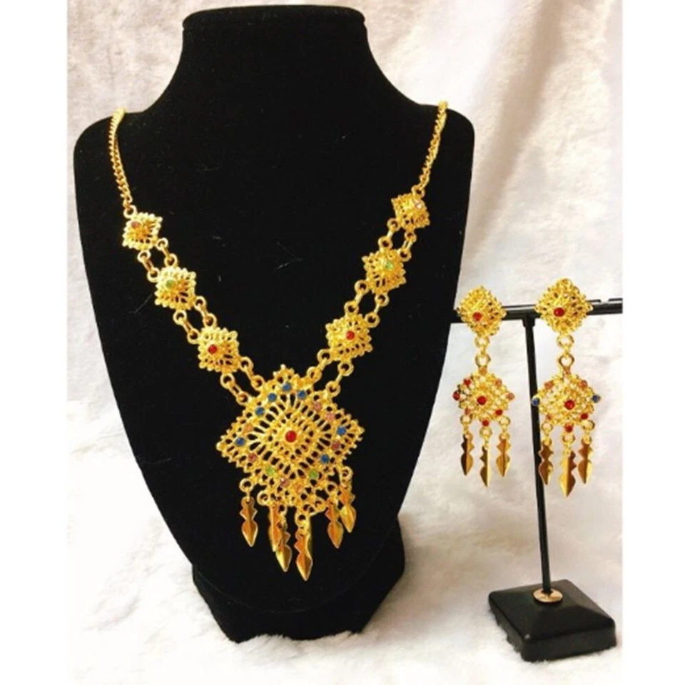 Set Thai Dance Ramthai Jewelry Costume Wedding Tradition Dress Necklace Earrings - Image 1 of 1