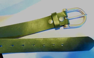 FRONHOFER CASUAL DARK GREEN Leather Belt SZ 34 M/L Germany 1 3/16" wide 377 - Picture 1 of 3