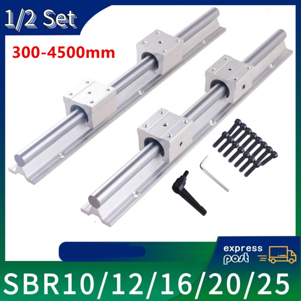 SBR10/12/16/20/25 Linearführung Gleitschiene+Linearblock SBR10/12/16/20/25UU CNC - Bild 1 von 4