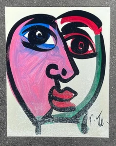 Peter Robert Keil Acrylic Painting Abstract Cubism Canvas 20+16’ - Picture 1 of 4