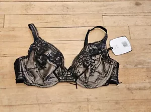 Fayreform F73-9117 Black/Gold 38C Beautiful Sin Unlined Plunge UW Bra NWT - Picture 1 of 3