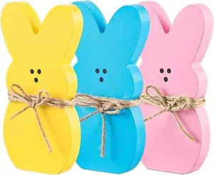 3Pcs Easter Bunny Wood Sign Rabbit Table Centerpiece - Picture 1 of 6
