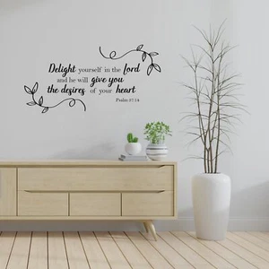 Psalm Delight Yourself Bibel Zitat Vinyl Wandbild Aufkleber für Zimmer Zuhause Aufkleber - Bild 1 von 6
