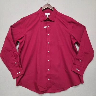 Camisa de vestir Croft & Barrow para hombre granate clásica manga larga botones talla 18,5-36/37B Foto 1 de 4