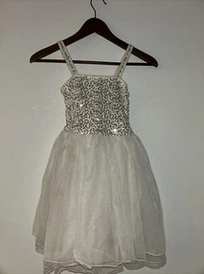 Abercrombie White Tulle Silver Sequin Dress Girl Small - Picture 1 of 6