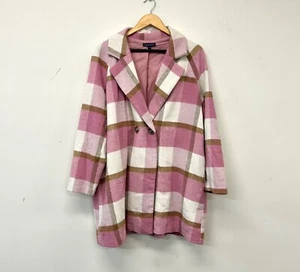 Gordan Smith Pink & White Check Jacket AU 16 US 12 Plaid Lined Mid length retro - Picture 1 of 8