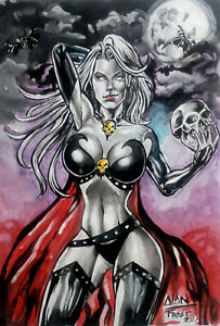 LADY DEATH BY ALAN FROST -ART PINUP Drawing Original