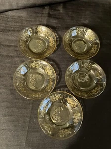 5-Yellow Federal Glass Depression Sharon Cabbage Rose Vtg 5" Bowls - Picture 1 of 6