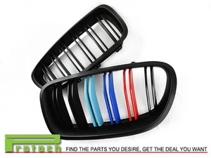 M Tri 3 Color Matte Black Grille fit BMW F10 Sedan 528i 535i 550i M5 2011+ - Picture 1 of 2