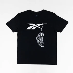 Reebok Hombres Práctica Logo Zapatilla Gráfica Camiseta Negra Talla XL - Imagen 1 de 5