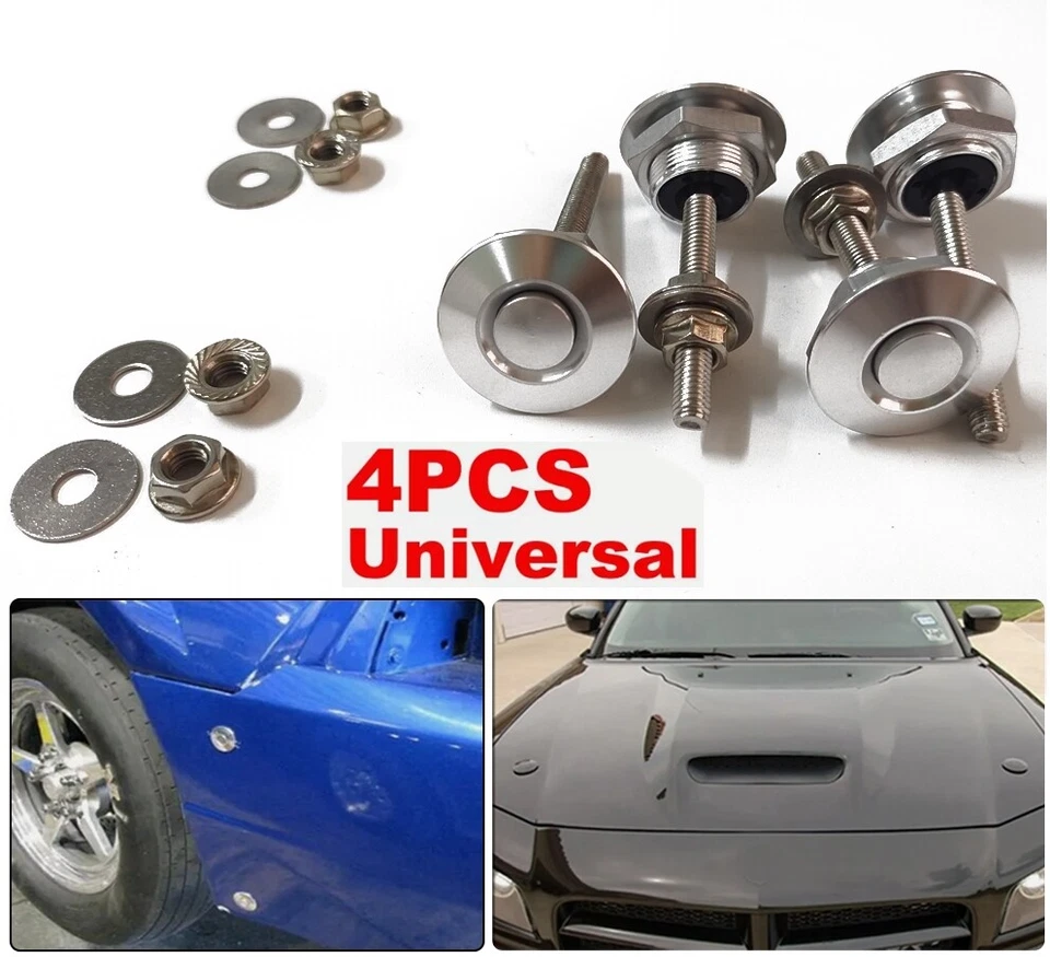 Botón de liberación rápida capó pasadores clip de bloqueo coche parachoques pestillo kit*4 Foto 1 de 4