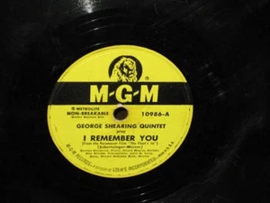 78 RPM Record MGM George Shearing Quintet 10986 I Remember You & The Breeze - Picture 1 of 3