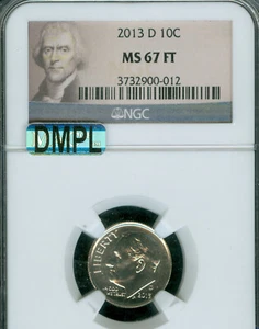 2013 D ROOSEVELT DIME NGC MS67 FT PQ MAC DMPL & SPOTLESS . - Picture 1 of 2