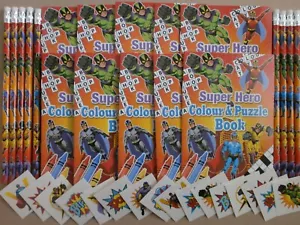 Super Hero Puzzle Books x 10* Pencils x 10* Tattoos x 20*Party Bag Fillers* - Picture 1 of 3