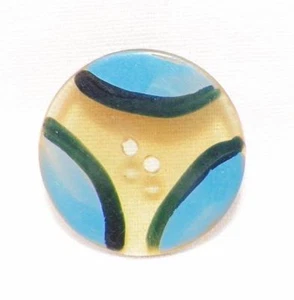 4 bottoni vintage in celluloide succo di mela blu nero verde nero dipinto mezzelune - Foto 1 di 5