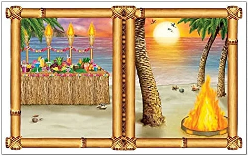 Póster de pared LUAU SUNSET Tiki decoración fiesta ventana crea una vista Foto 1 de 2