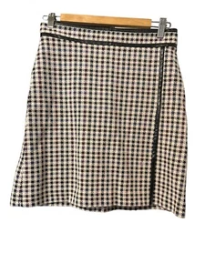 Ann Taylor Damen beige schwarz rot Fischgrät Reißverschluss A-Linie Rock Faux Wickeloptik Größe 2 - Bild 1 von 7