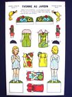 Vintage Pellerin Imagerie Yvonne au Jardin Bright Uncut Paper Dolls Inv1393