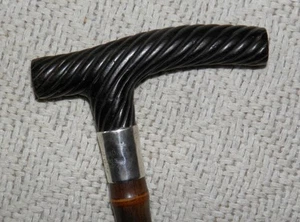 Edwardian Walking Stick Cane Hallmarked 1903 Silver Collar Lady Holland By Brigg - Picture 1 of 8