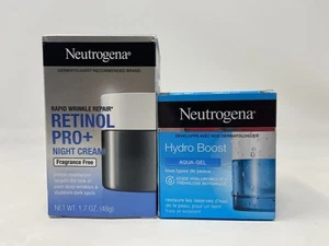 2x New Neutrogena Lot 1 Water Gel Hydro Boost +1 Retinol Pro + Night Cream New - Picture 1 of 5
