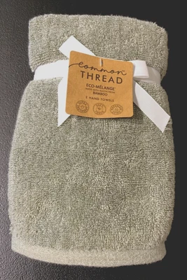 NWT 2PC Common Thread Eco-Melange Made With Rayon From Bamboo Hand Towe LT Green - Image 1 of 4