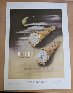 Record Orologi clipping Adversiting pagina Pubblicitaria Anni 50 cm 33,5 x 24,5 - Imagen 1 de 2
