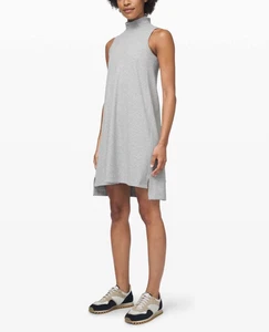 Lululemon Gone For The Week Dress Heathered Light Gray Ribbed Size S - Imagen 1 de 13