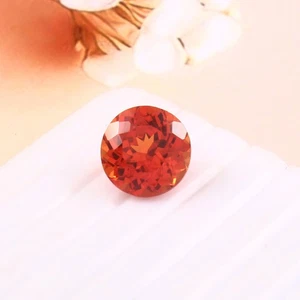 AAA Natural Flawless Ceylon Orange Sapphire Loose Gemstone Round Cut 6.10 Ct - Picture 1 of 5