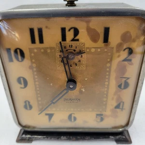 Reloj despertador Ingraham años 50 hora y alarma funciona, cuerda, cara tiene algo de zorro  - Imagen 1 de 8