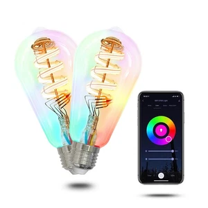 Smart ST64 Edison LED Light Bulbs, Color Changing WiFi ST21 Smart Bulbs, 2700... - Picture 1 of 6