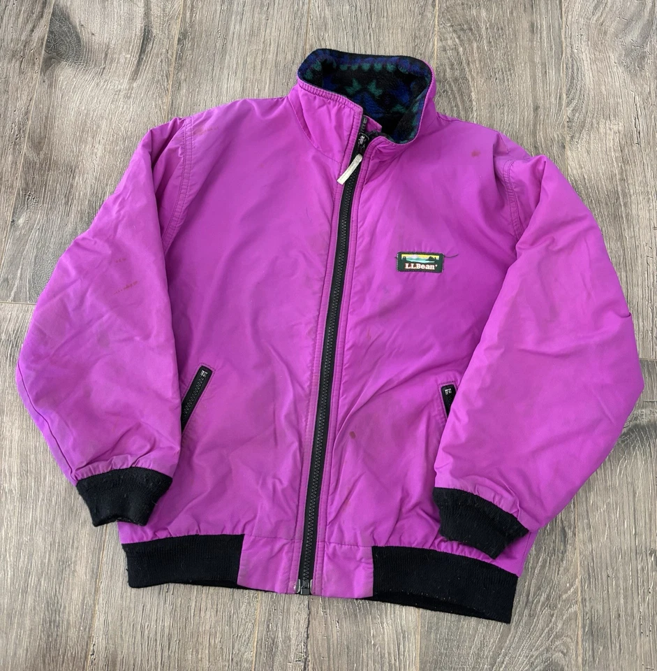 Chaqueta de Colección Años 90 LL Bean Juvenil Talla L Rosa Suave Forrada en Vellón Patrón Azteca Foto 1 de 4