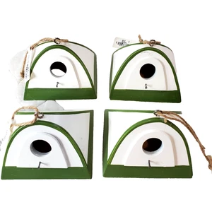 Midwest-CBK Set of 4 Tent Christmas Ornaments Green & White Holiday Camping NEW - Picture 1 of 9