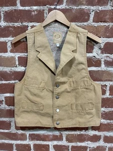 Vintage WAH Maker Canvas Utility Vest Size S Brown Canvas 1852 Buckle Back - Picture 1 of 5
