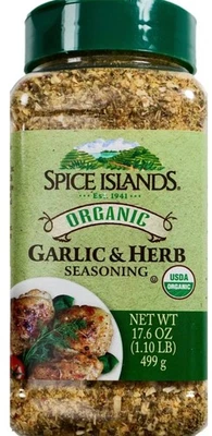 Nuevo condimento orgánico limitado de ajo y hierbas Spice Islands - botella de 17,6 onzas Foto 1 de 3